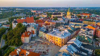 Obraz premium Sunset panorama view of the old town of Lublin, Poland