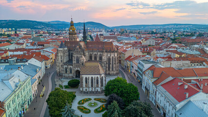 Obraz premium Panorama view of Kosice with Saint Elisabeth cathedral and Saint