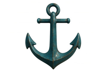 Old rusty teal anchor isolated on transparent background, perfect for maritime-themed projects