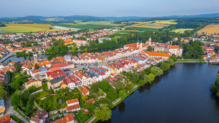 Panorama view of Czech town Telc