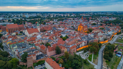 Naklejka premium Sunset panorama of Torun in Poland