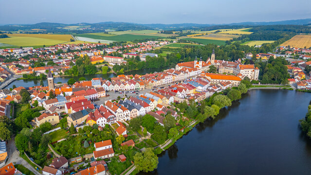 Panorama view of Czech town Telc