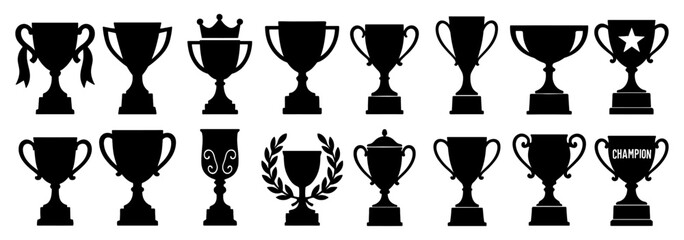 Silhouette trophy collection: classic black cup designs for champions