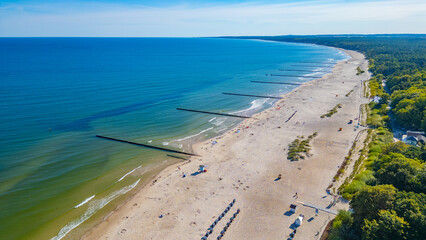 Panorama view of a beach at Ustka, Poland © dudlajzov