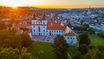 Naklejka premium Sunrise view of Saint Prokop basilica in Trebic in Czech republi