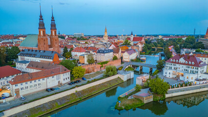 Panorama view of Polish town Opole