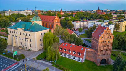 Sunset panorama of Slupsk castle in Poland