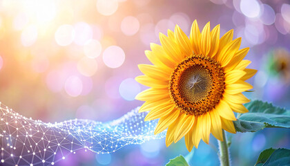 Obraz premium A vibrant sunflower in full bloom, showcasing its bright yellow petals and intricate details.