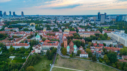 Fototapeta premium Sunset panorama of Warsaw in Poland