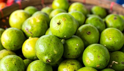 Obraz premium Fresh green limes in a basket