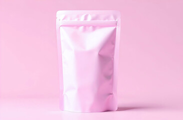 Blank craft plastic pouch, packages big and small on white background, mylar bags isolated for coffee or food, cosmetic products, snack, candy. Different sizes, mock up. white background. 