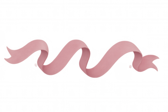 Wavy pink ribbon with transparent background, perfect for adding a touch of elegance and celebration to designs
