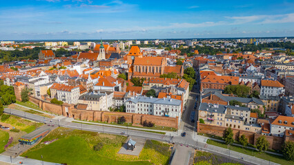 Aerial panorama of Torun in Poland
