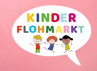 Kinder flohmarkt, children's flea market event with happy kids