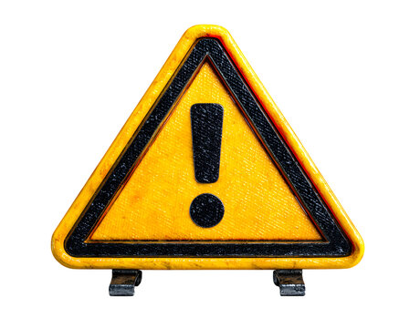 Yellow triangle warning sign exclamation mark isolatd on a white background