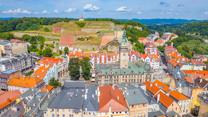 Naklejka premium Panorama view of Polish town Klodzko