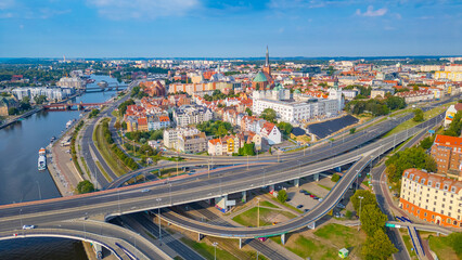 Fototapeta premium Aerial panorama of the old town in Szczecin, Poland