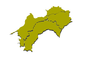 Fototapeta premium Shikoku Region Map Illustration of Japan 日本 四国 地図 イラスト