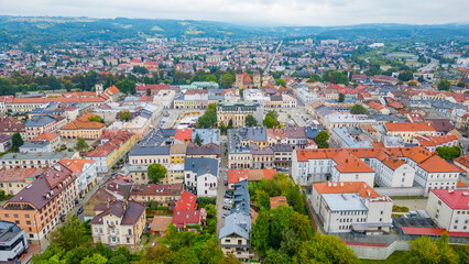 Obraz premium Panorama view of the old town of Nowy Sacz in Poland