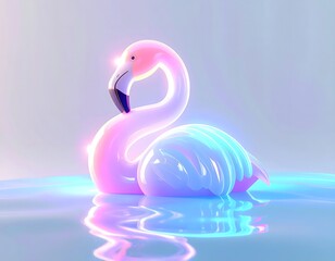 Obraz premium A surreal and artistic depiction of a buoy, where its form is transitioning between a liquid and solid state, glowing from within, and exhibiting an iridescent sheen.