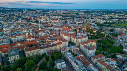 Obraz premium Sunset panorama view of the old town of Brno, Czech republic