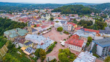 Fototapeta premium Panorama view of Rynek square in Sanok, Poland