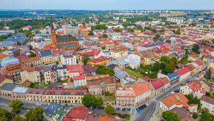 Panorama view of Polish town Tarnow during a sunny day
