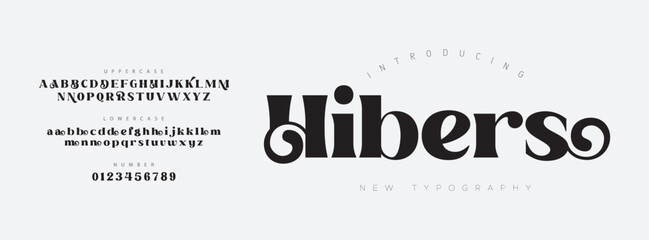 Hibers Elegant Font Uppercase Lowercase and Number. Classic Lettering Minimal Fashion Designs. Typography modern serif fonts regular decorative vintage concept. vector illustration

