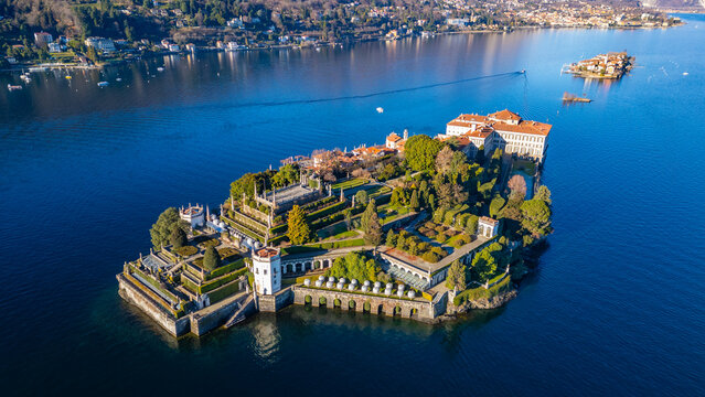 Panorama of Isola Bella and Isola dei Pescatori at Lago Maggiore