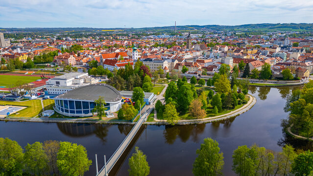 Panorama view of Ceske Budejovice in Czech republic