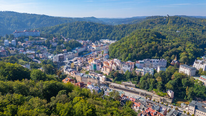 Panorama view of Karovy Vary in Czech republic