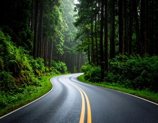 Fototapeta premium Winding Road Through Redwood Forest