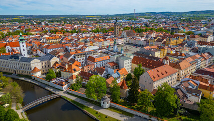 Fototapeta premium Panorama view of Ceske Budejovice in Czech republic