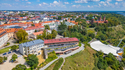 Naklejka premium Panorama view of the old town of Plock, Poland