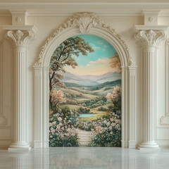 Luxury Architectural Wall Murals &ndash; Elegant Backdrops with Classical Arches, Columns, Fresco Style and Marble Textures-16