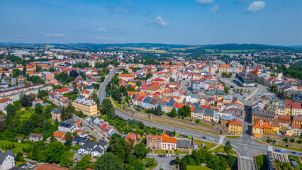 Fototapeta premium Panorama view of Czech town Jihlava