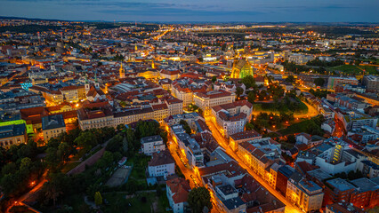Fototapeta premium Sunset panorama view of the old town of Brno, Czech republic