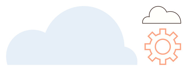 Abstract design of a cloud and gear icon representing technology, network, and digital solutions. Ideal for data storage, innovation, collaboration, automation, IT services, cloud computing simple
