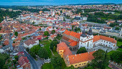 Naklejka premium Sunset panorama of Trebic in Czech republic