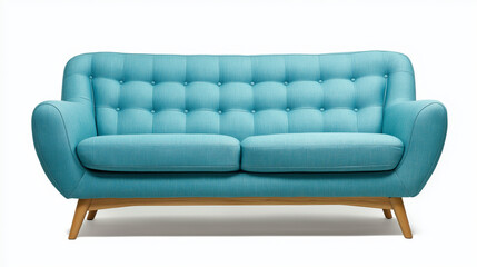 Fototapeta premium A relaxing blue couch enhances a modern living room, offering comfort, style, and a vibrant pop of color indoors.