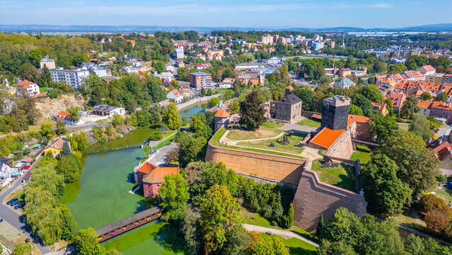 Cityscape of Cheb with castle in Czech republic