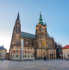 Fototapeta premium Saint Vitus cathedral at the Prague castle, Czech republic