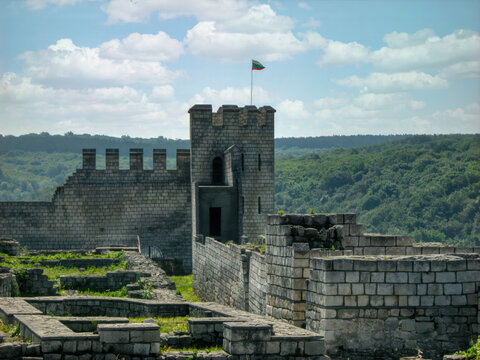 Shumen Fortress in Bulgaria, Balkans in Europe, view from the mountain, green vegetation