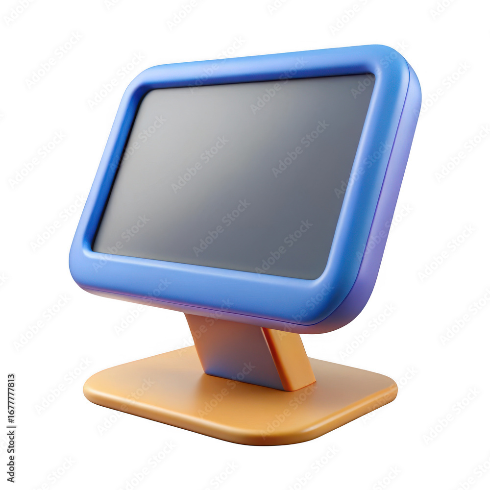 Poster 3d modern touchscreen display isolated on transparent background