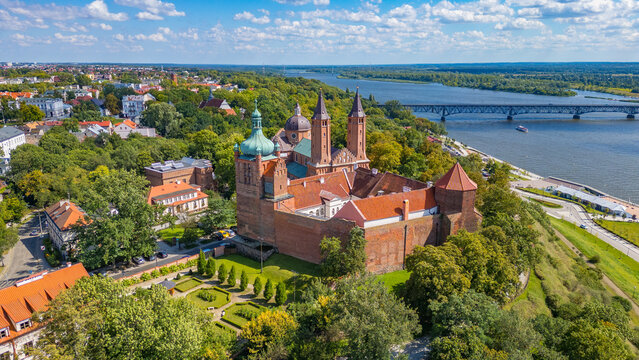 Panorama view of the cathedral in Plock, Poland