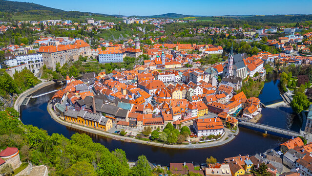 Panorama view of Cesky Krumlov in Czech republic