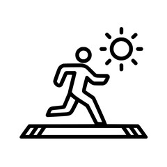 Running exercise fitness workout cardio training silhouette under the sun for health and wellness icon