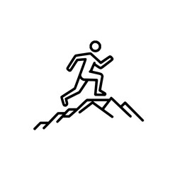 Man climbing mountain peak vector illustration for success challenge and adventure concept design graphic one hundred