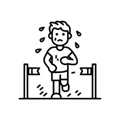 Marathon runner exhaustion vector art illustration of tired athlete reaching the finish line design element