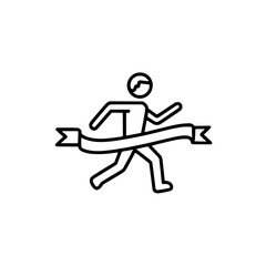 Runner finishing line vector icon illustration for sports competition and race achievement design element